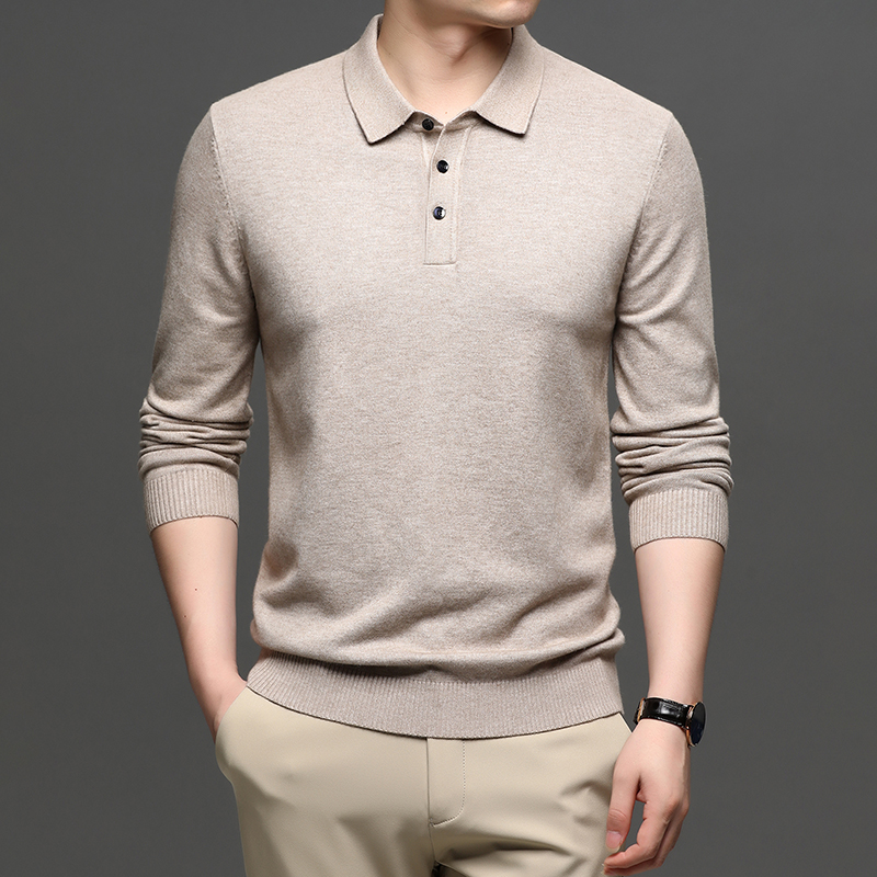 Men's Casual Business Lapel Wool T-shirt Image 4
