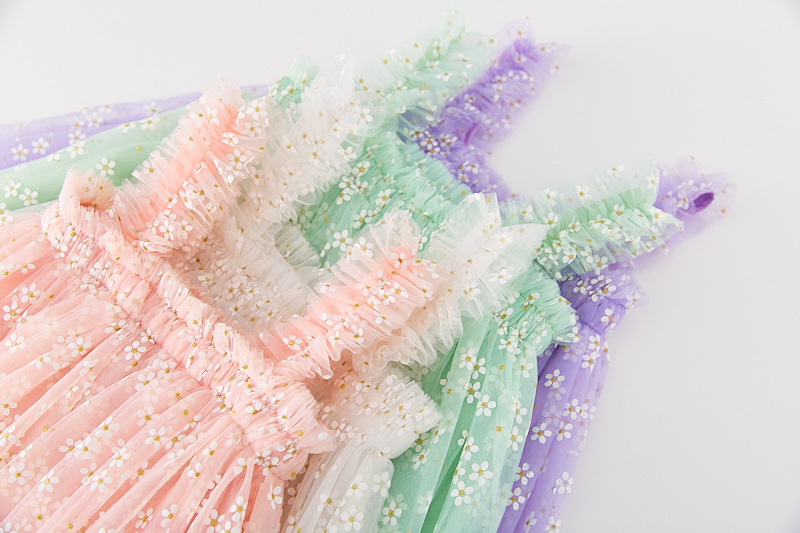 Summer Girls' Sweet Spaghetti-strap Gauze Skirt 5