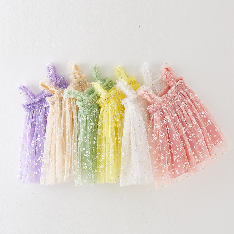 Summer Girls' Sweet Spaghetti-strap Gauze Skirt 7