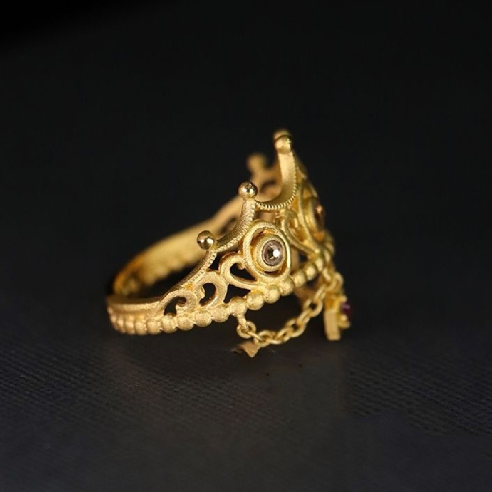 Fashion Retro Crown Tassel Ring Image 2
