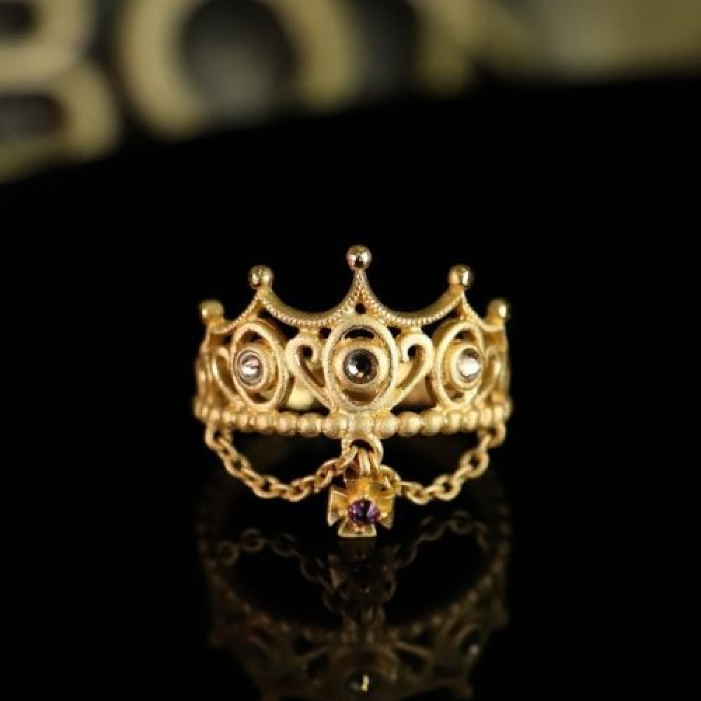 Fashion Retro Crown Tassel Ring Image 3