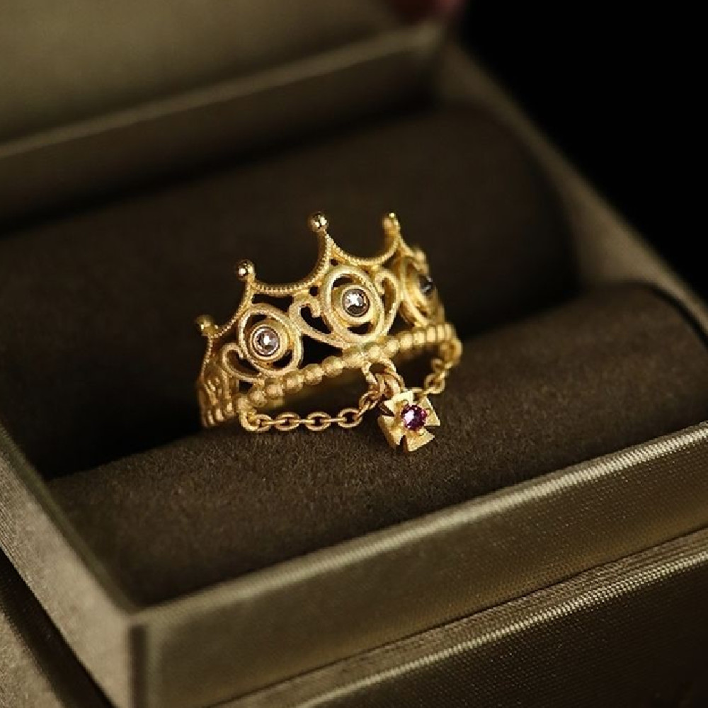 Fashion Retro Crown Tassel Ring Image 4