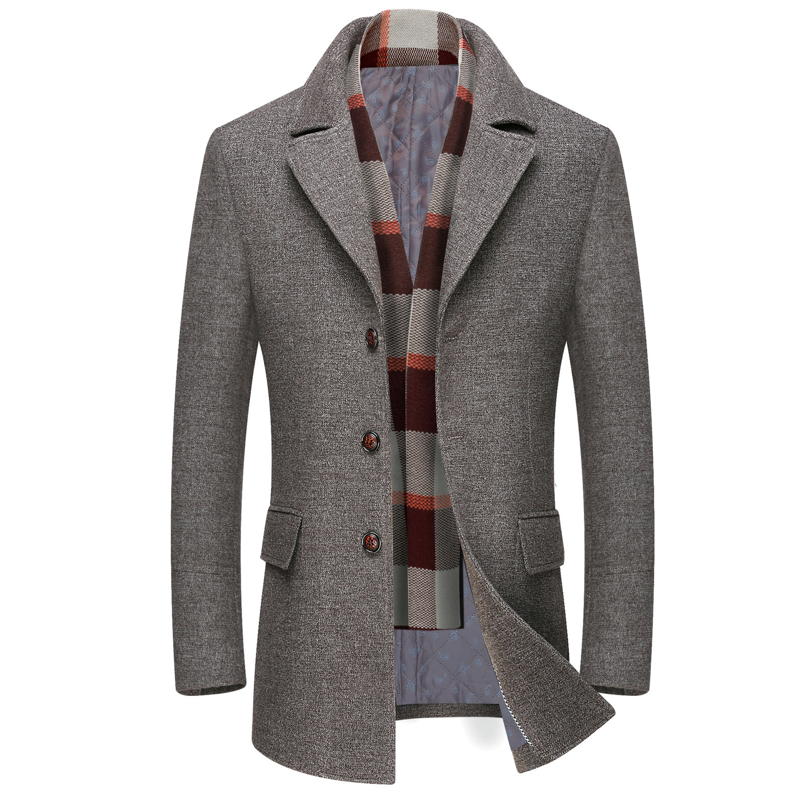 Middle Aged Men Thick Lapel Coat Image 4