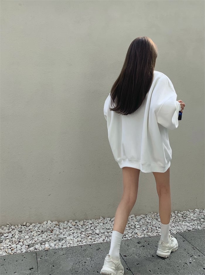 Loose Round Neck Pullover Print Women's Sweater