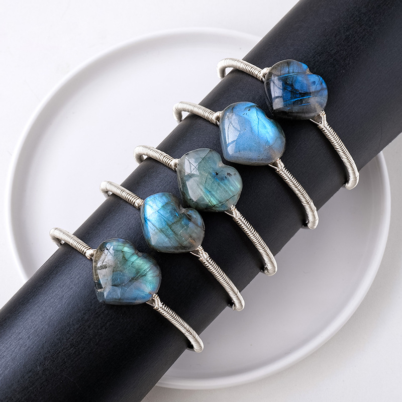 Blue Light Labradorite Love Hand-woven Moonstone Women's Bracelet 3