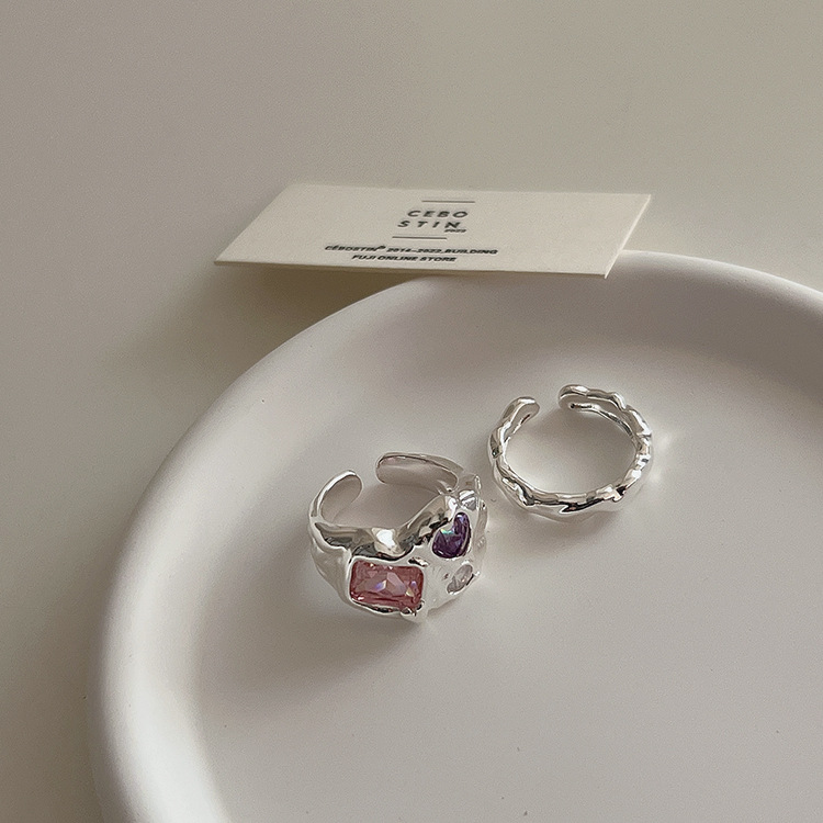 Irregular Metal Zircon Ring