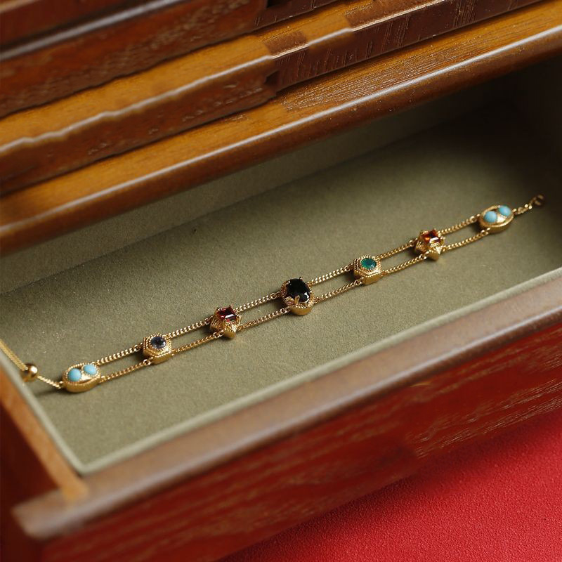 Rainbow Color Zircon Double-layer Bracelet