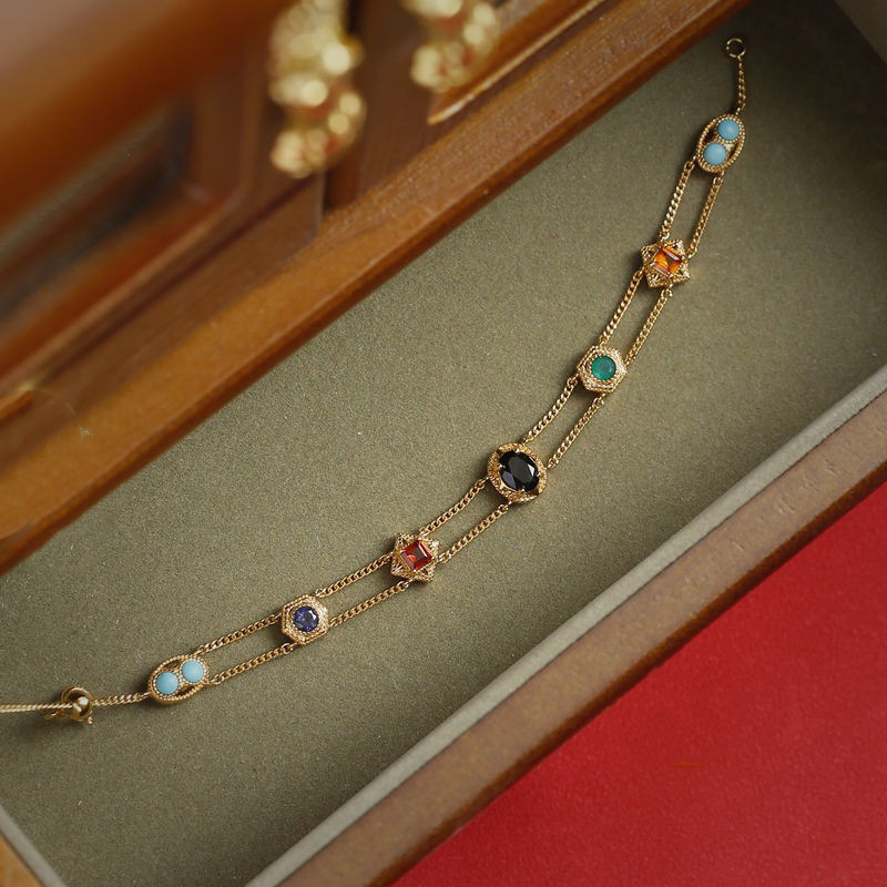 Rainbow Color Zircon Double-layer Bracelet