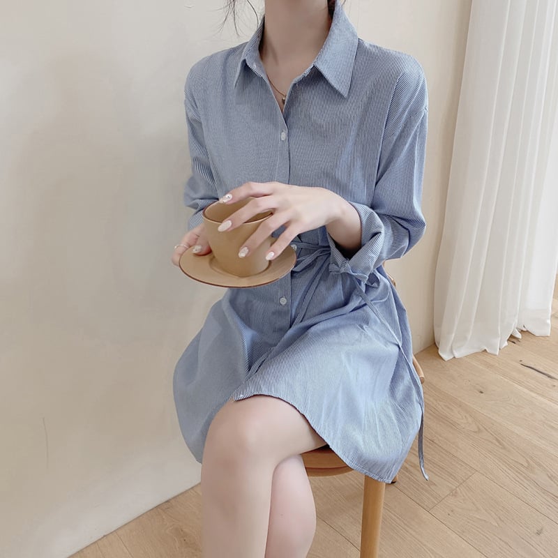Striped Shirt Dress Detail