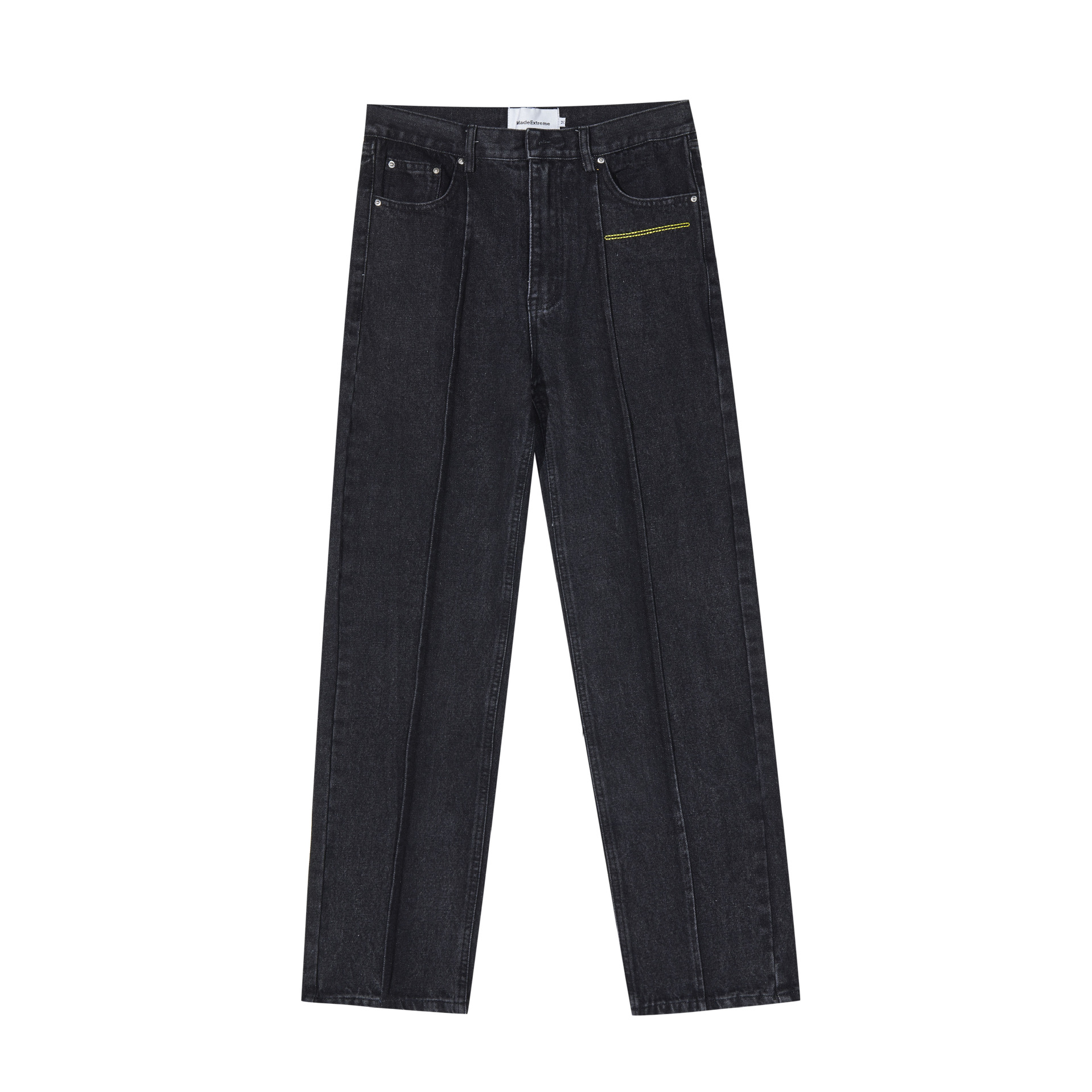 Street Washed Stitching Straight Jeans 6