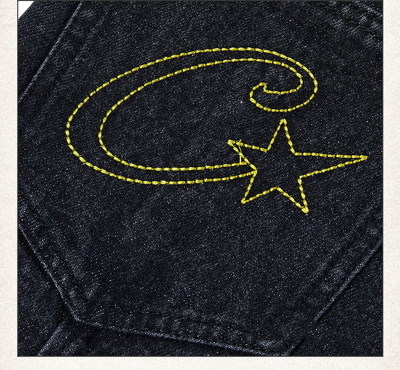 Street Washed Stitching Straight Jeans 5