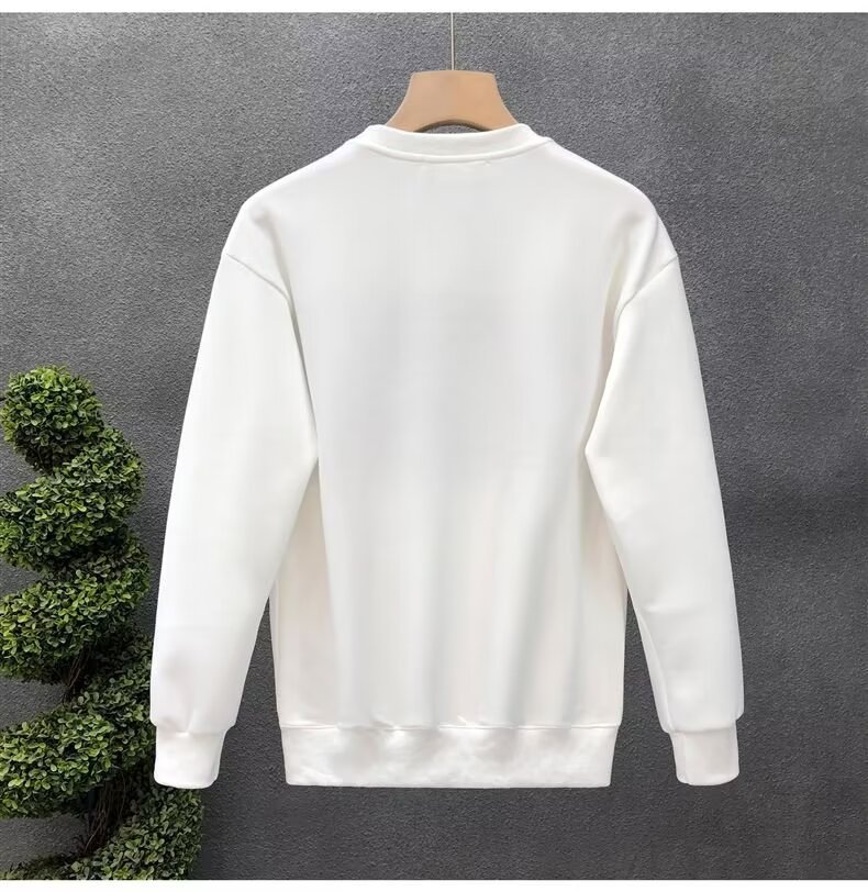 Crew Neck Pullover Sweatshirt Velvet Black