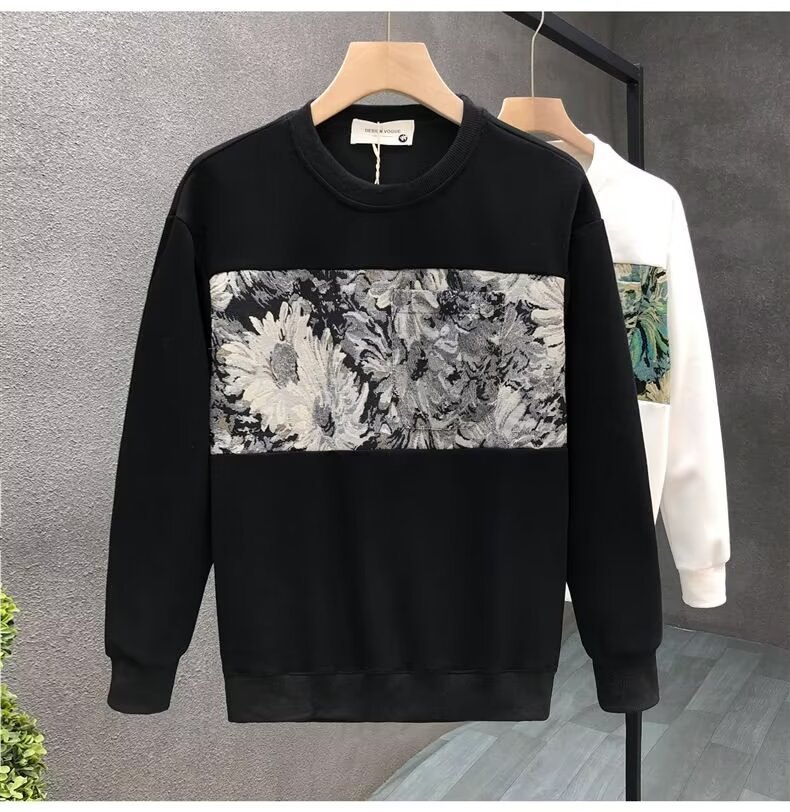 Crew Neck Pullover Sweatshirt White