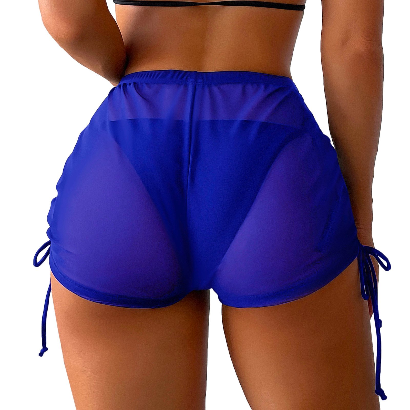 Side Drawstring Mesh Cover Up Shorts - 6