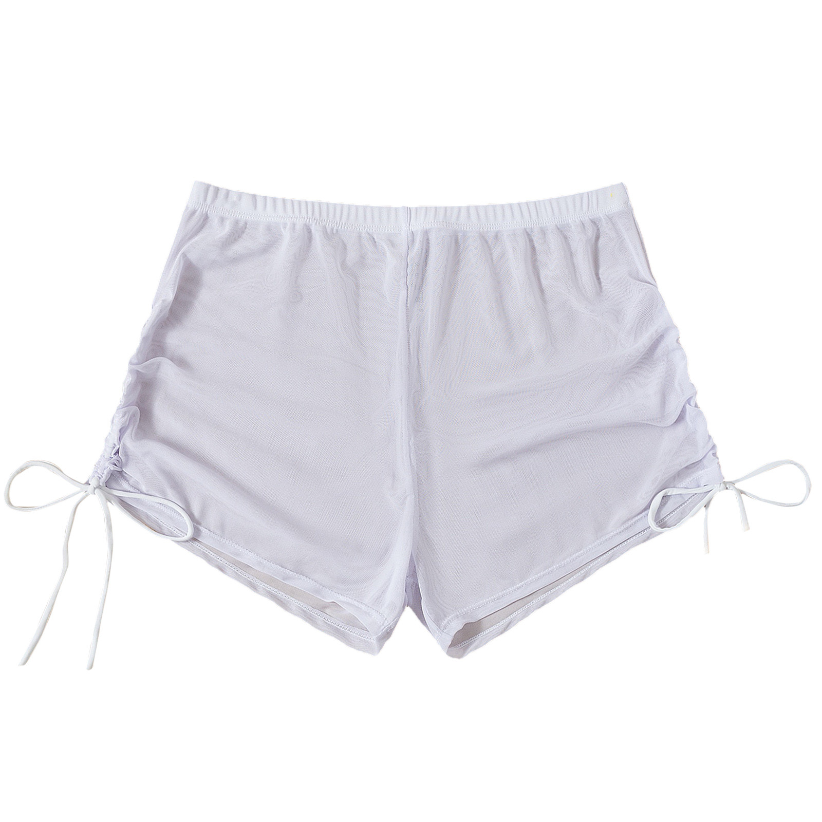 Side Drawstring Mesh Cover Up Shorts - 4