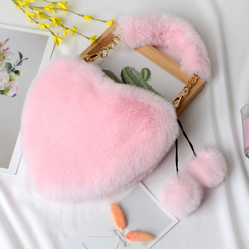 Heart-shaped Plush Handbag Image 3