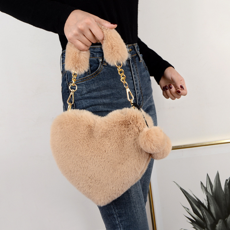 Heart-shaped Plush Handbag Image 1
