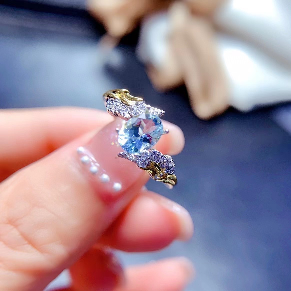 Aquamarine Ring Detail View