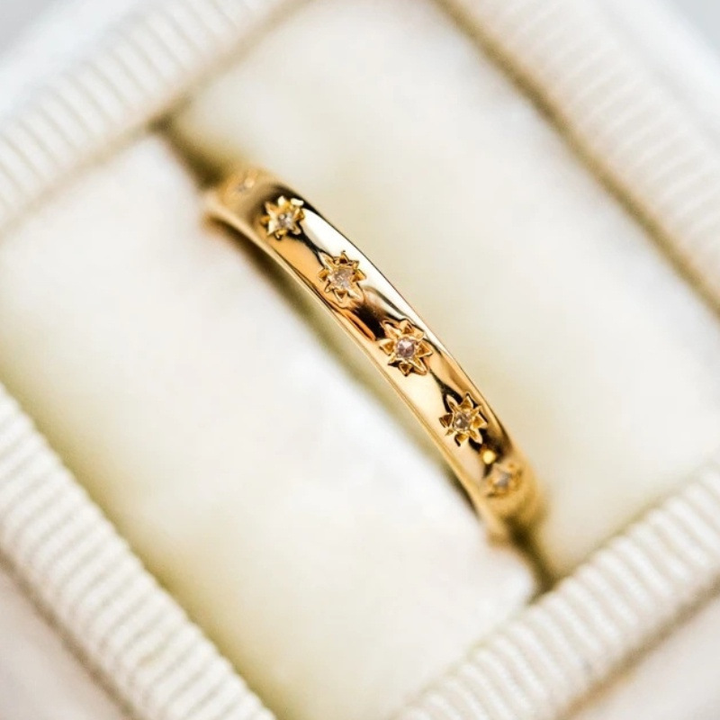 Alloy Geometric Eight Awn Star Ring Gold