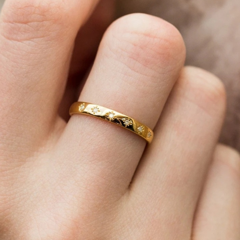 Alloy Geometric Eight Awn Star Ring Silver