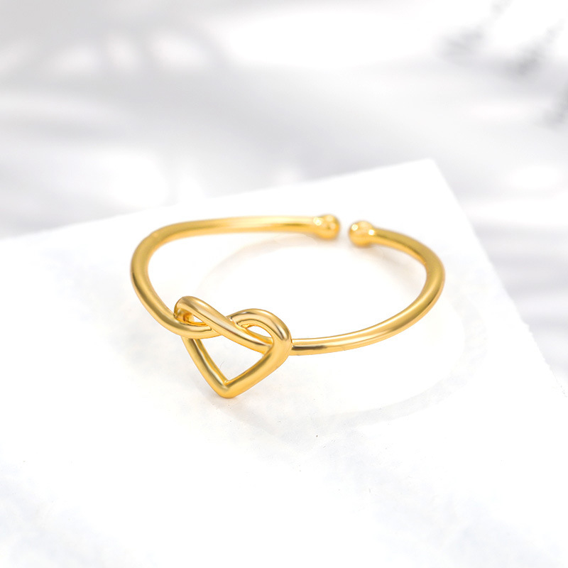 Stainless Steel Plated 18K Gold Love Heart-shaped Ring