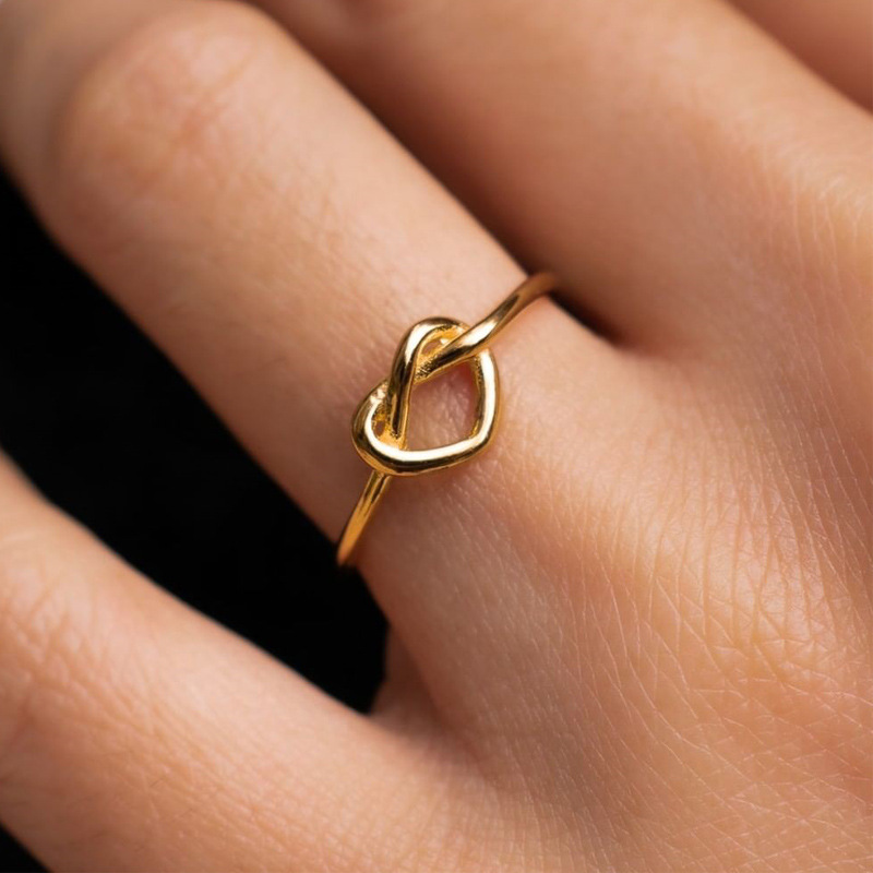 Stainless Steel Plated 18K Gold Love Heart-shaped Ring