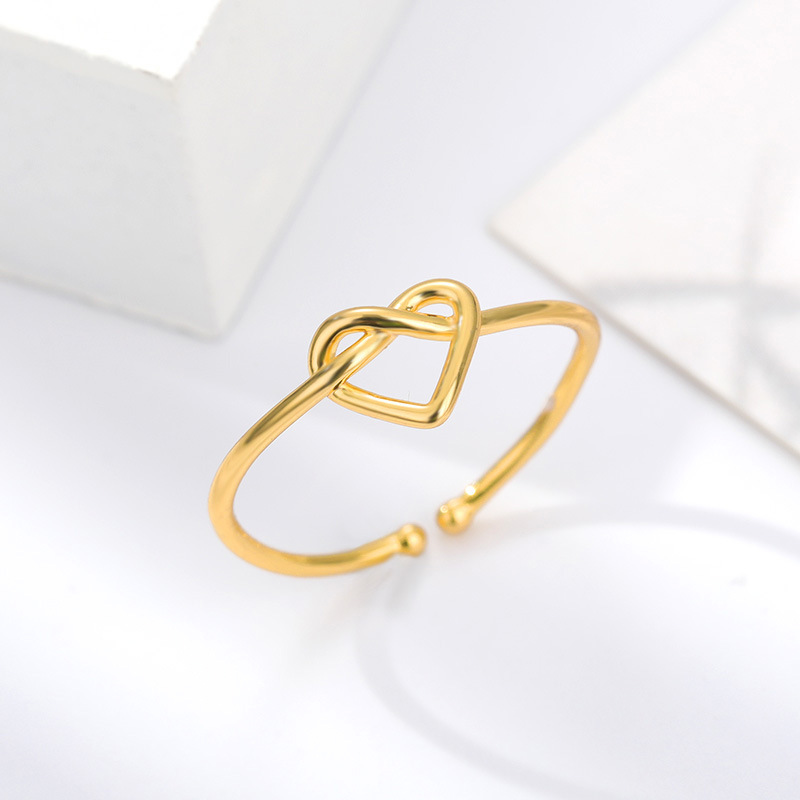 Stainless Steel Plated 18K Gold Love Heart-shaped Ring