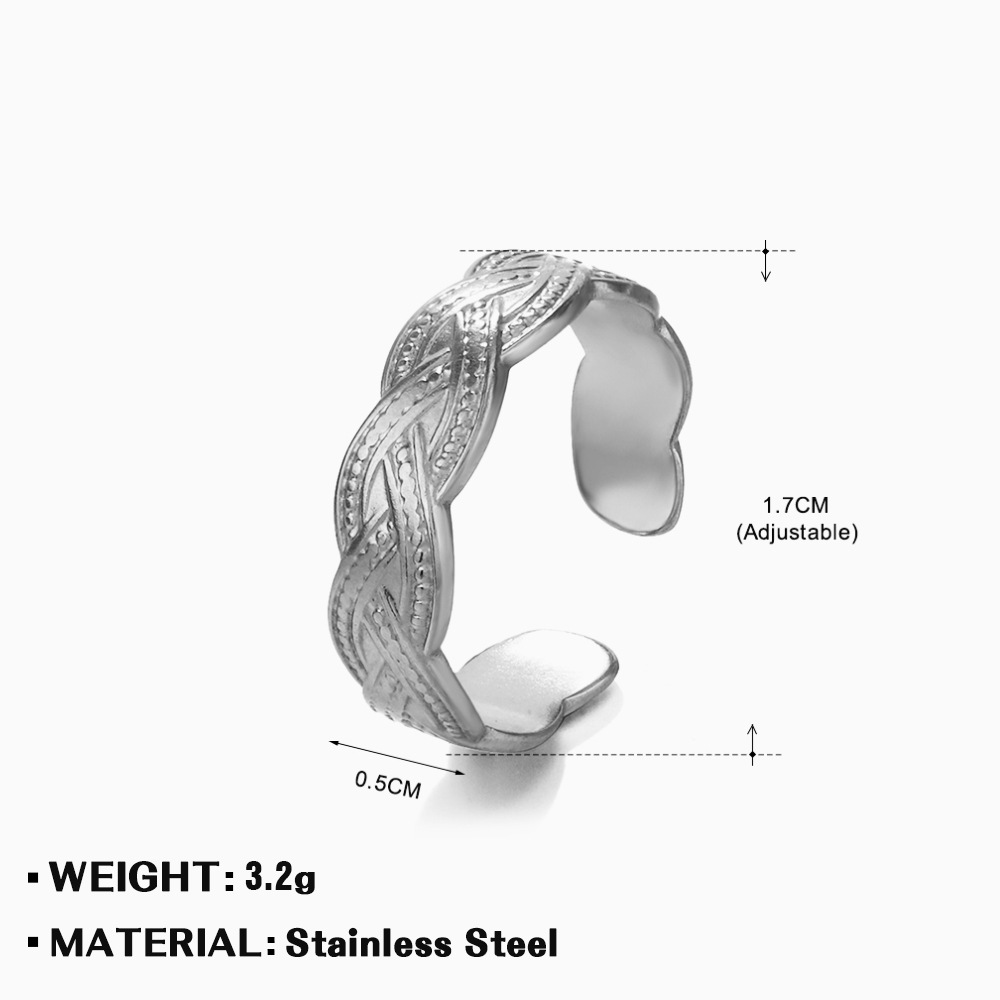 Retro Hip Hop Titanium Steel Ring - Steel Color