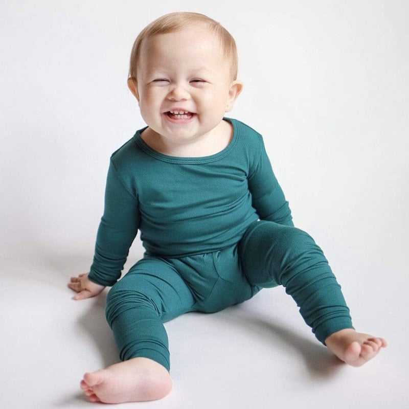 Bamboo Fiber Baby Long Johns in Light Green