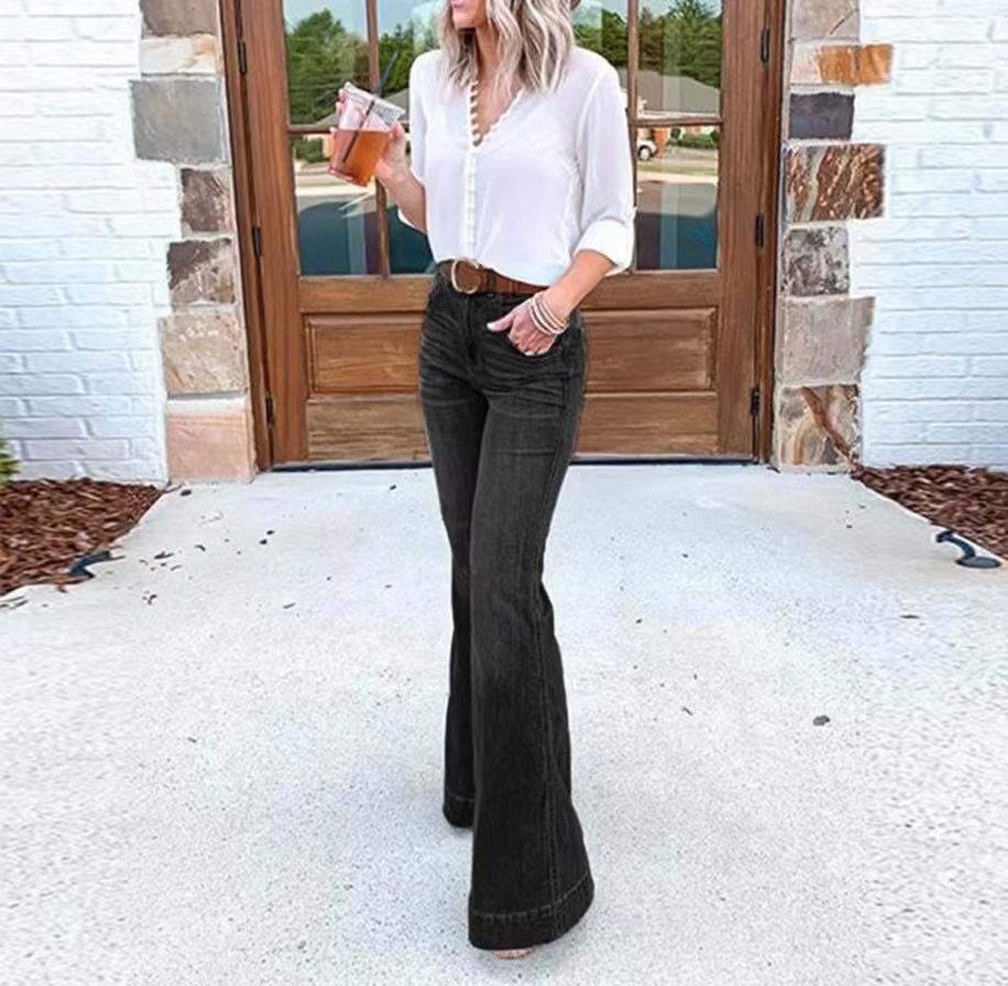 High Waist Denim Trousers