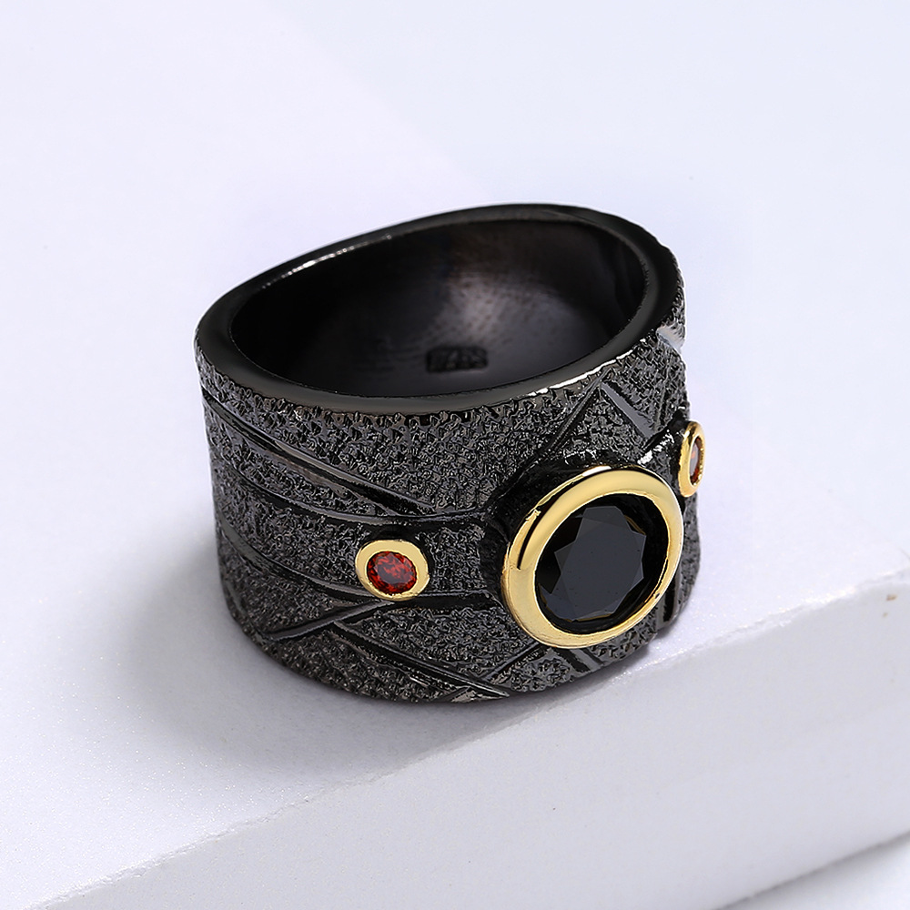 Geometric Black Retro Baroque Party Ring 3