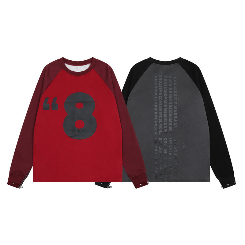 Cuff Rivet Design Loose Round Neck Sweater Image 1