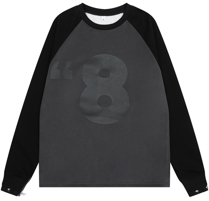 Cuff Rivet Design Loose Round Neck Sweater Image 2