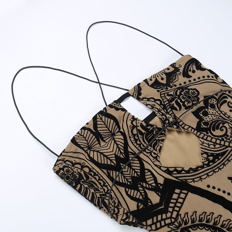 Flocked Printed Hollow Sheath Skirt Image 7