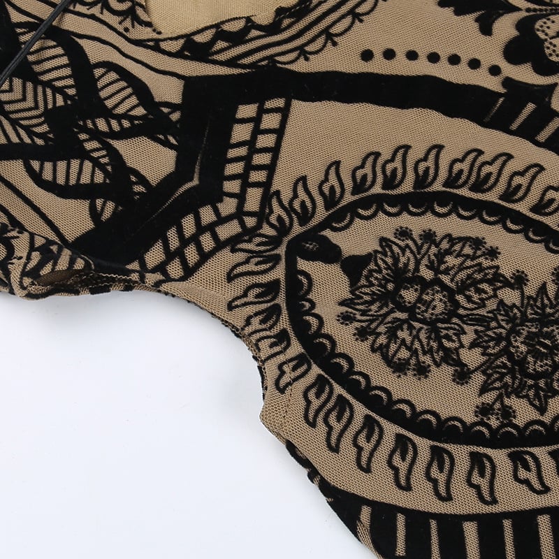 Flocked Printed Hollow Sheath Skirt Image 5