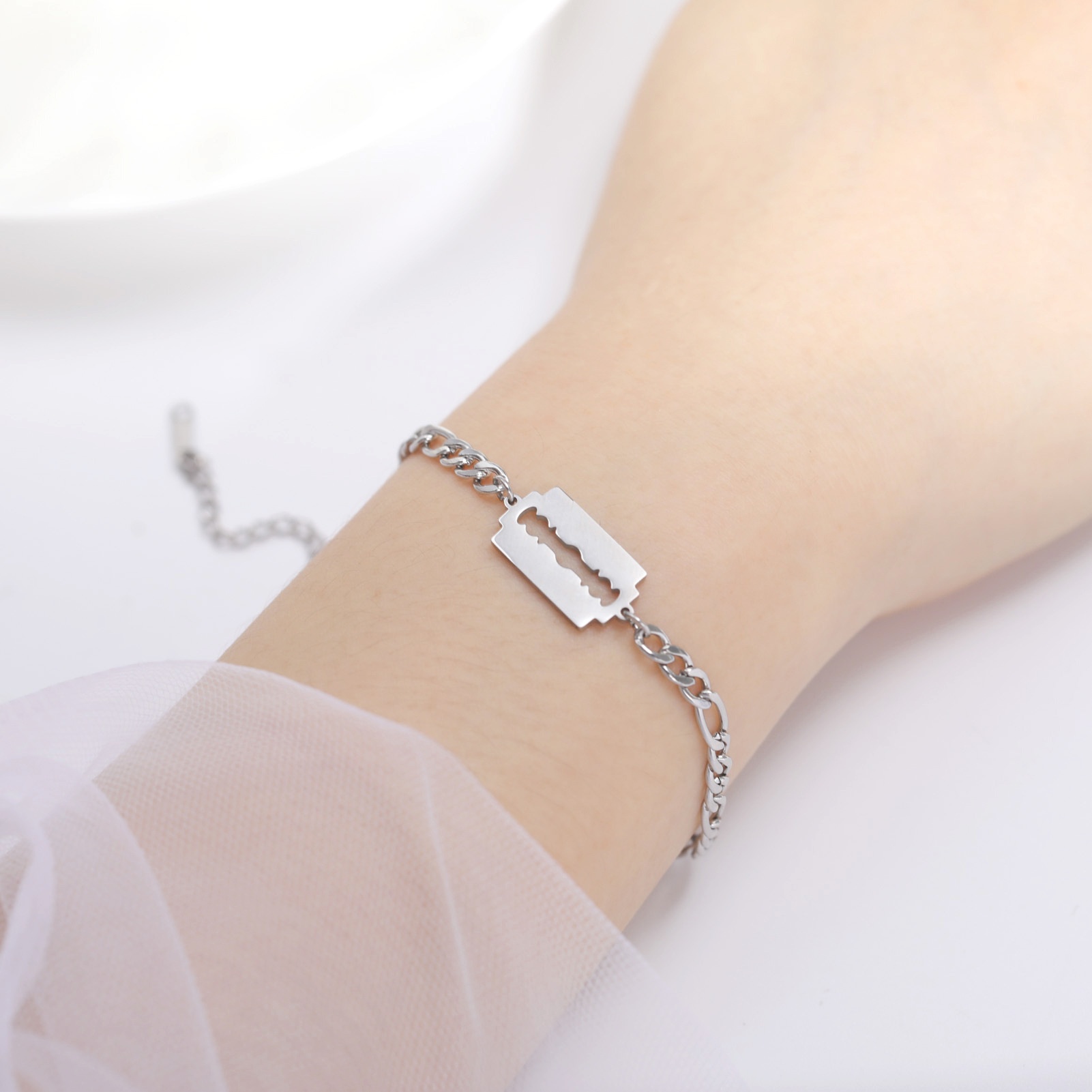 Double Hole Blade Stainless Steel Bracelet - Image 4