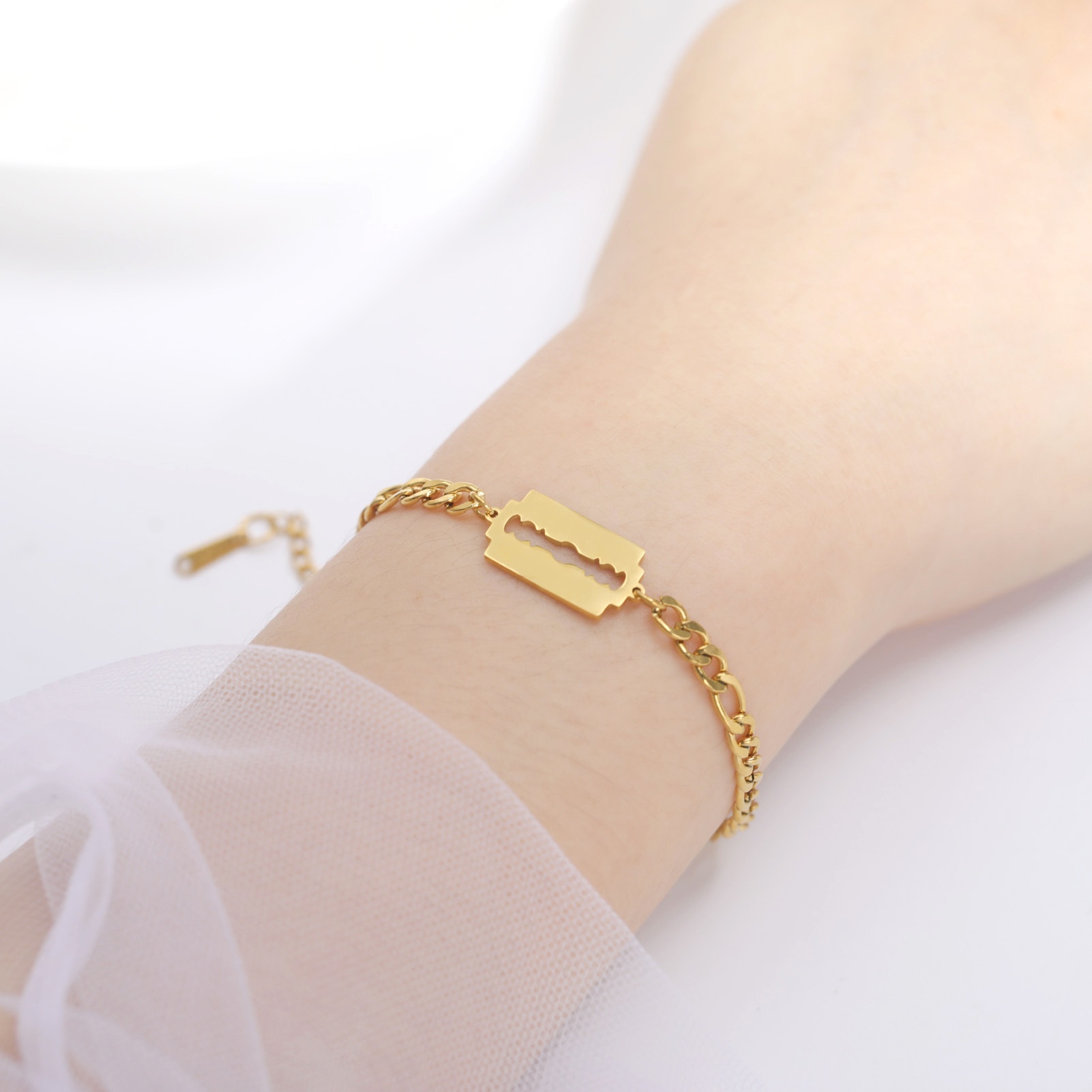 Double Hole Blade Stainless Steel Bracelet - Image 6