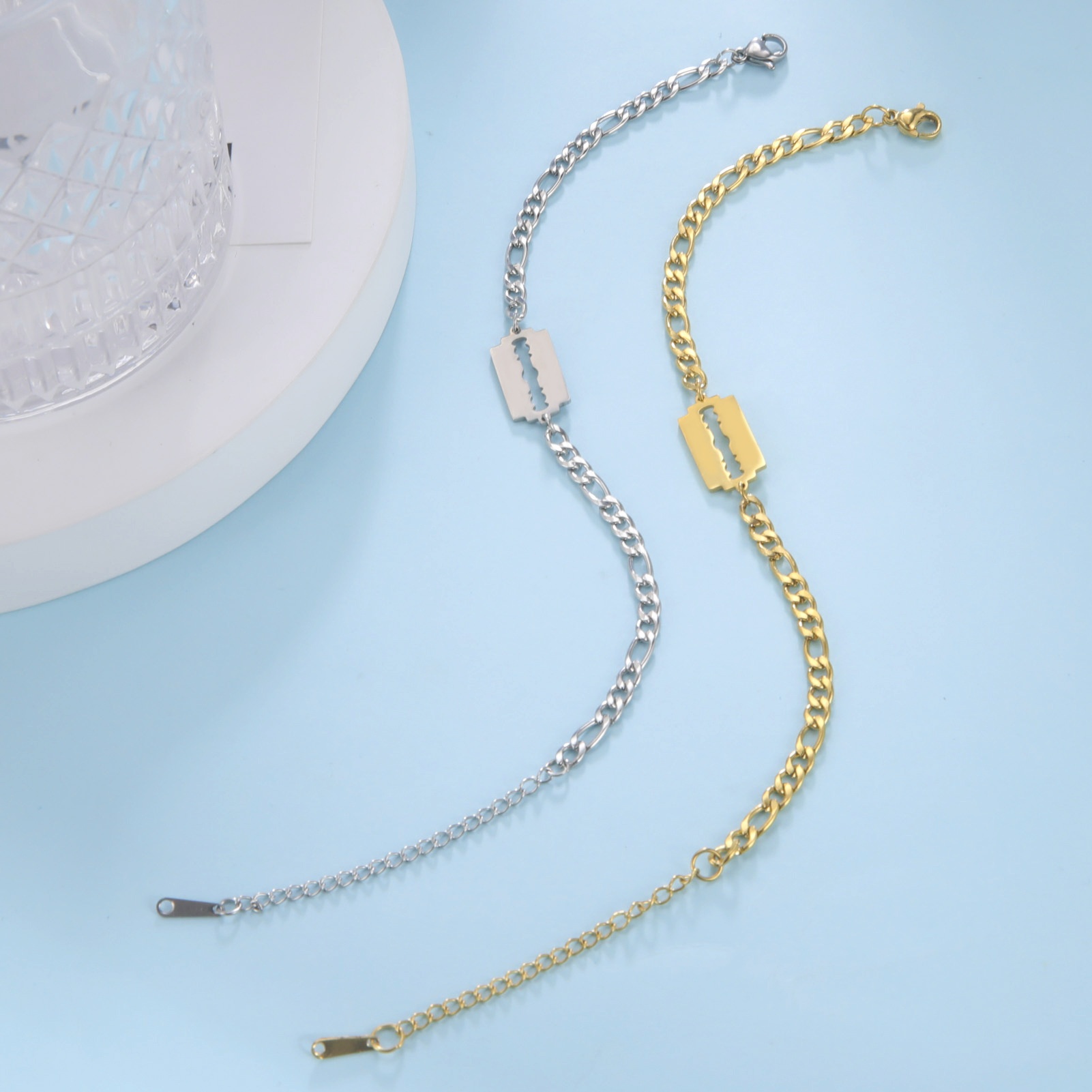Double Hole Blade Stainless Steel Bracelet - Image 8