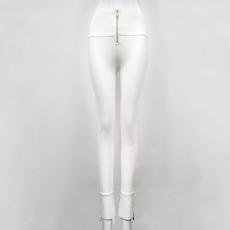 Sexy Bandage Stretch Leggings Tight Zipper - Image 2