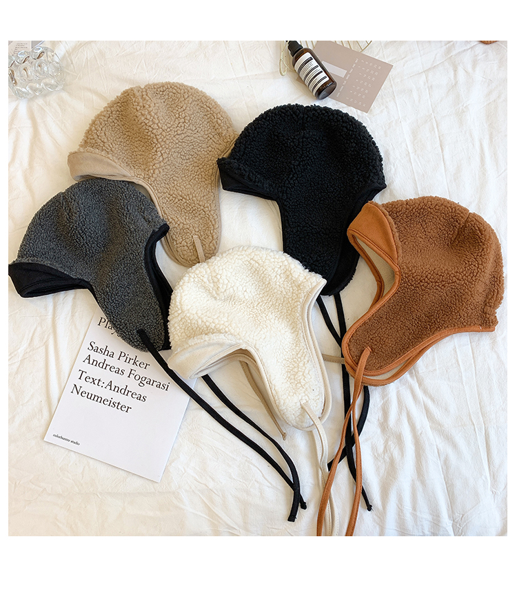 Fleece-lined Thickened Lamb Wool Earmuffs Hat Image 4