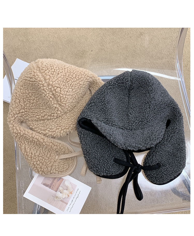 Fleece-lined Thickened Lamb Wool Earmuffs Hat Image 3