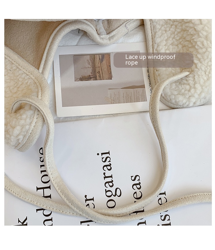 Fleece-lined Thickened Lamb Wool Earmuffs Hat Image 2