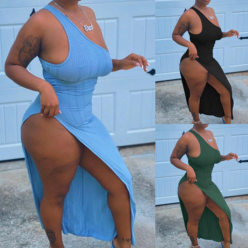 Women's Irregular Slit Dress Side View