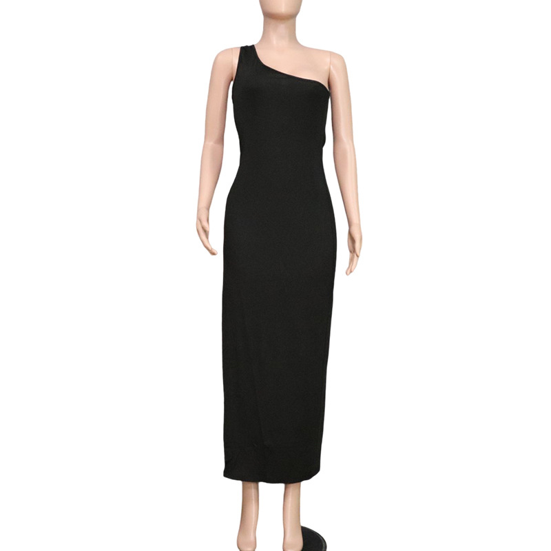 Women's Irregular Slit Dress in Black