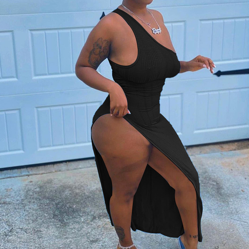 Women's Irregular Slit Dress Back View