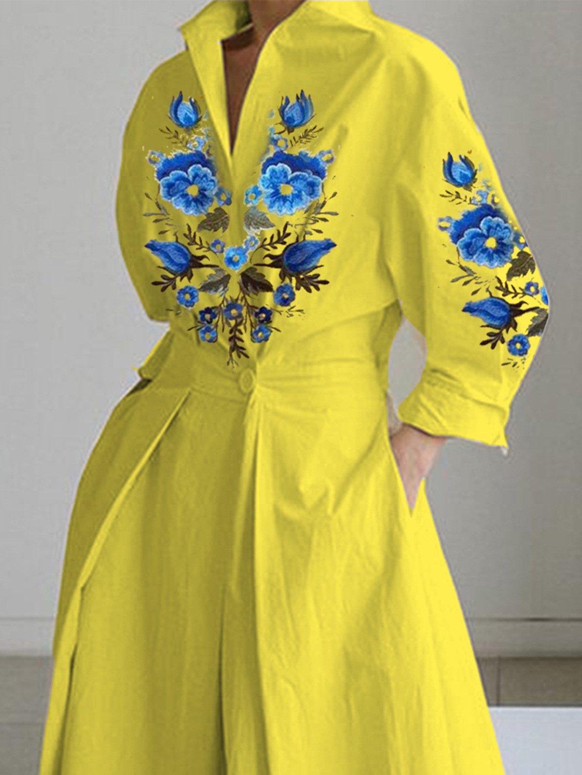 Women's Printed Collar Button Shirt Dress Image 3