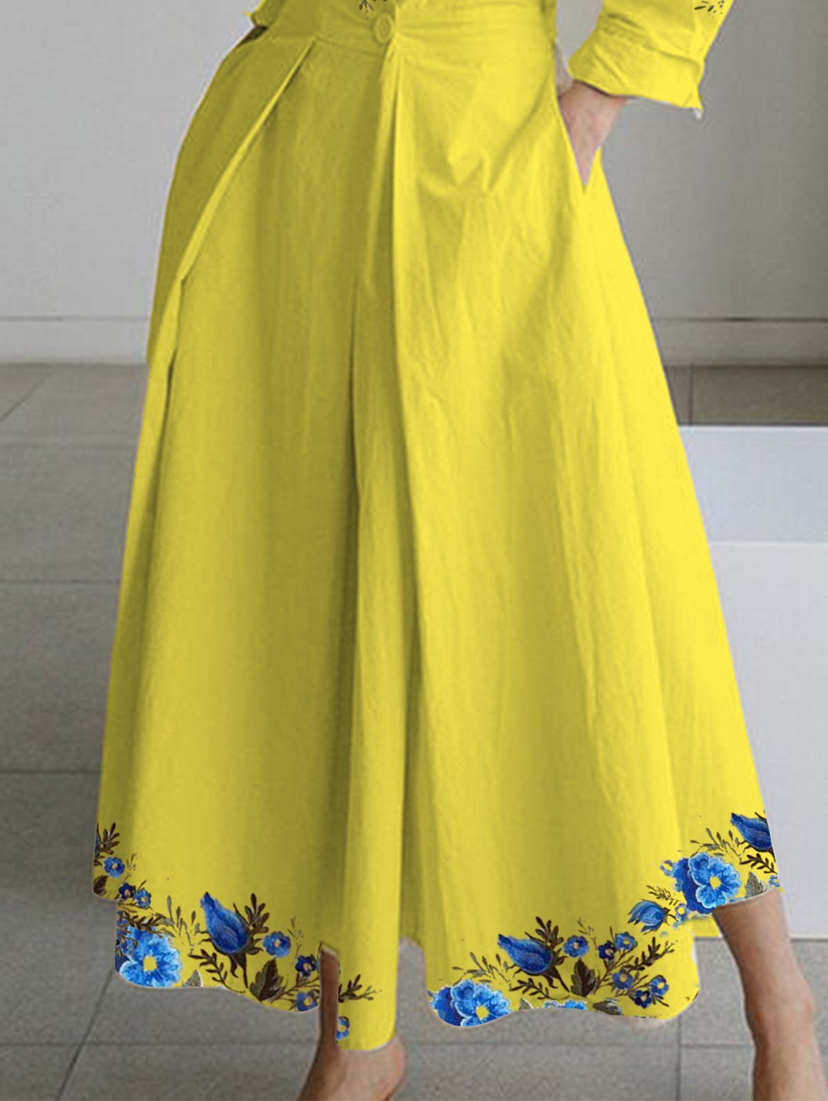 Women's Printed Collar Button Shirt Dress Image 2