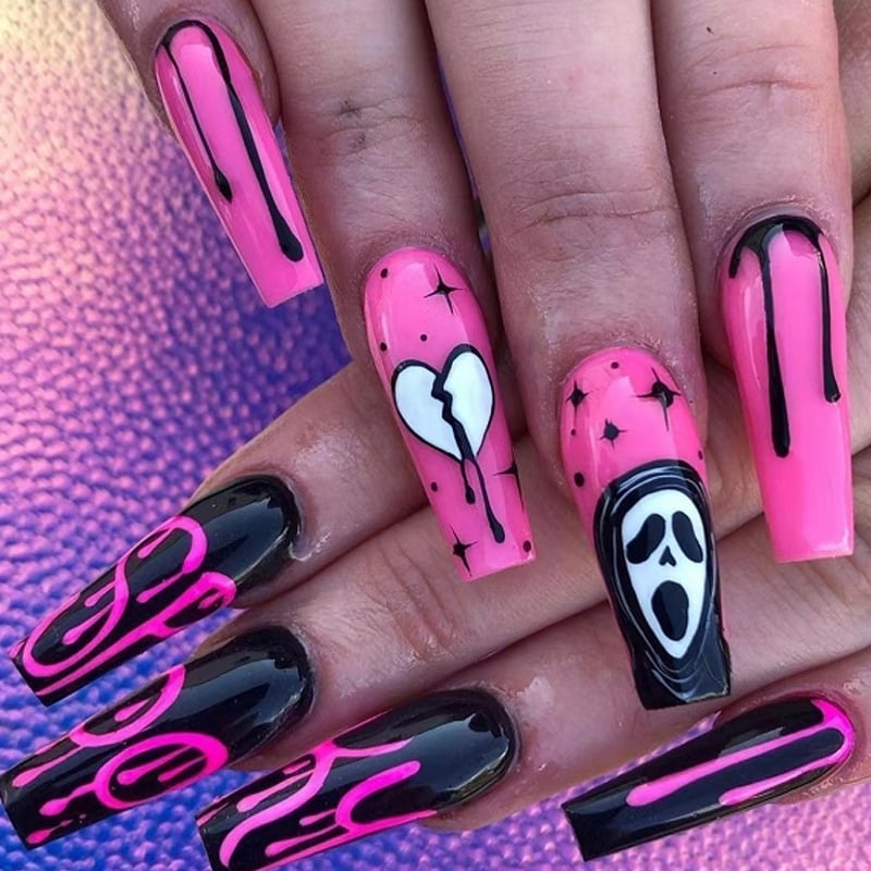 Halloween Ghost Face Blood Drops Nail Sticker 1