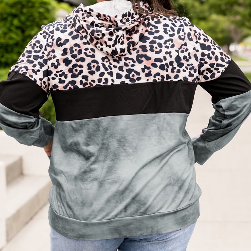 Autumn Leopard Print Pullover Hooded Sweater