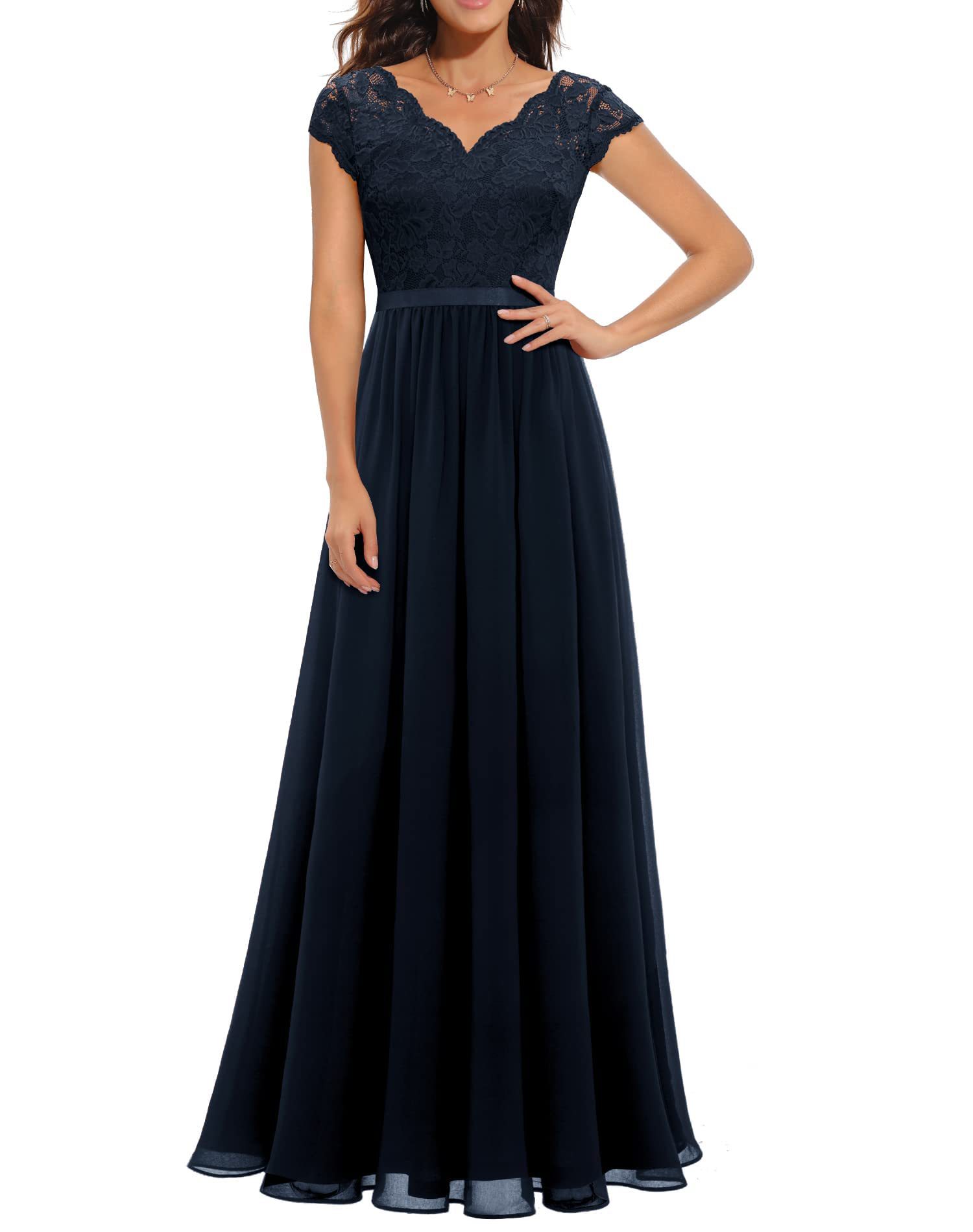 Lace Edge Chiffon Patchwork Long Dress